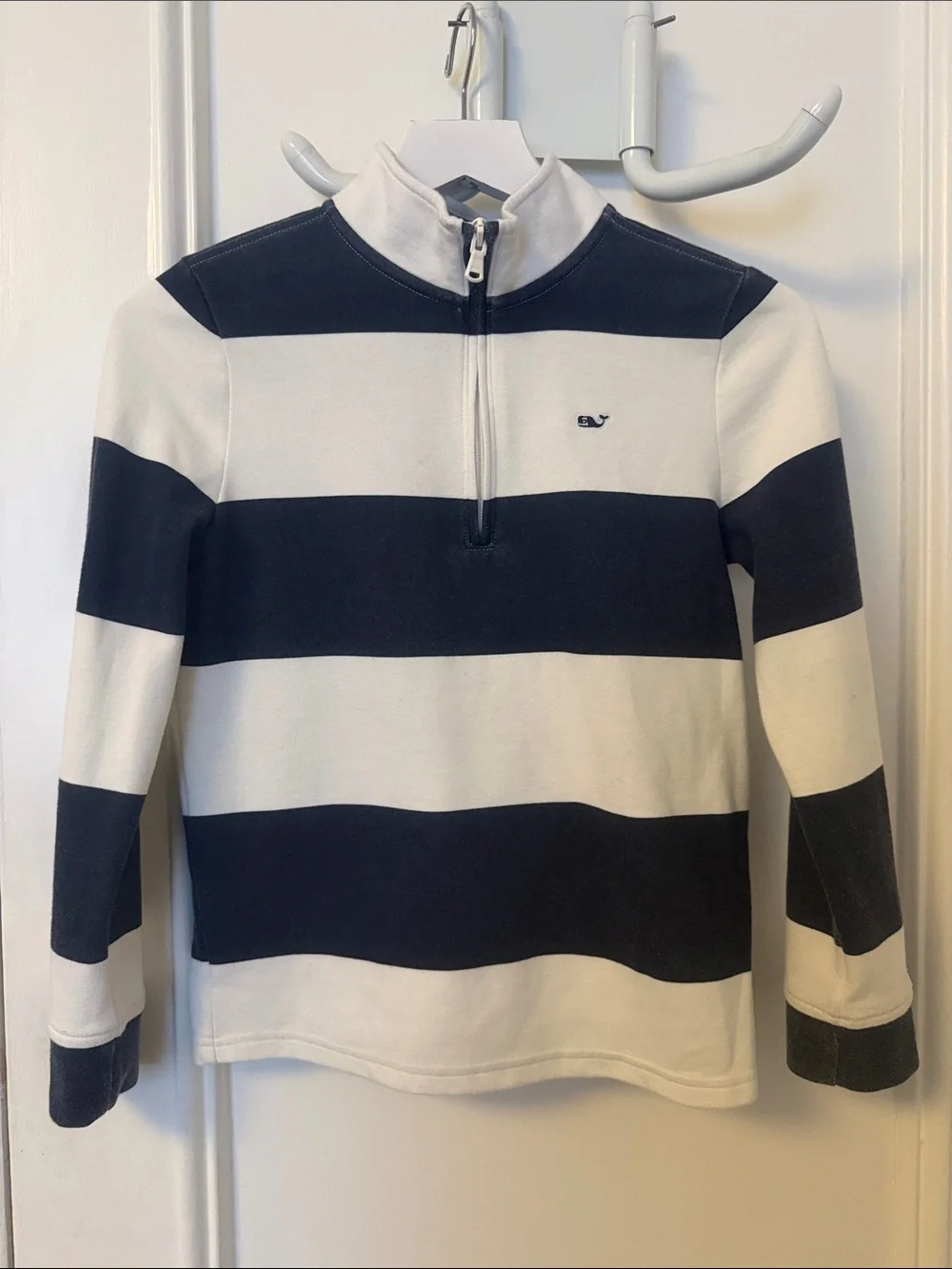 Vineyard Vines Navy and White Striped Half-Zip Pullover
